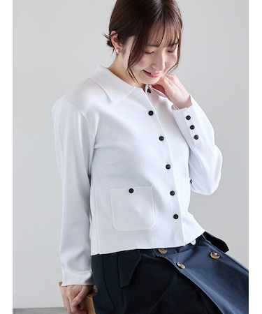 総針衿付きジャケットカーディガン