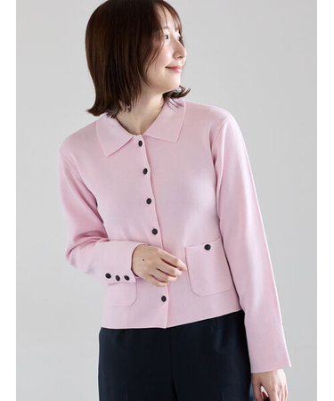 総針衿付きジャケットカーディガン