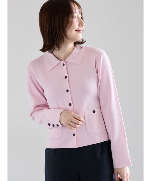 総針衿付きジャケットカーディガン