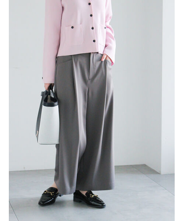 タックポケットワイドクロップトパンツ