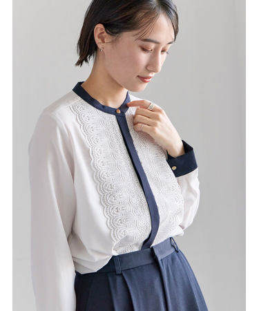 フロントレースブラウス