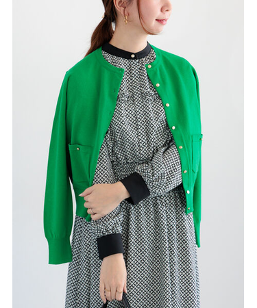 ポケット付きクルーネックカーディガン