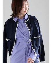 ポケット付きクルーネックカーディガン