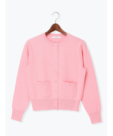 ポケット付きクルーネックカーディガン