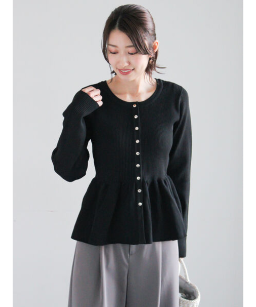 前後2WAYペプラムカーディガン