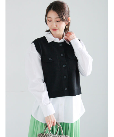 ポケット付きニットベスト