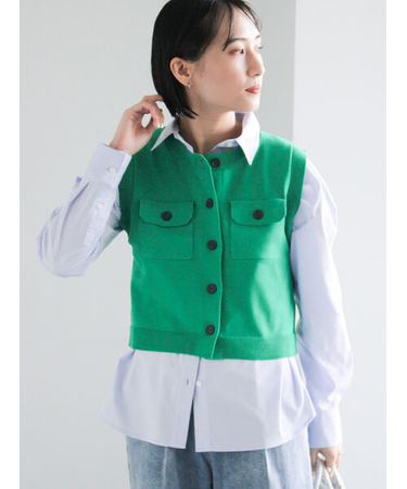 ポケット付きニットベスト