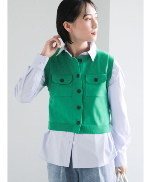 ポケット付きニットベスト