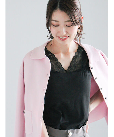 前後2WAYレースネックタンクトップ