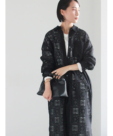 レースシャツワンピース