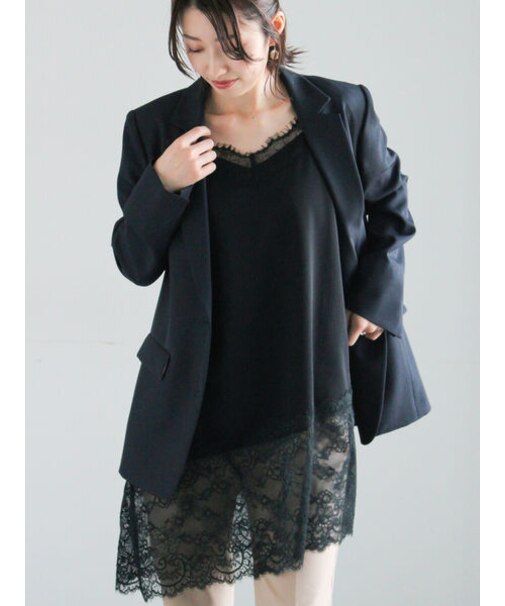 イレギュラーヘムレイヤードレースキャミ