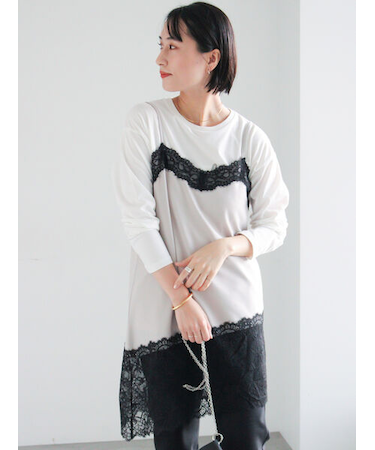 イレギュラーヘムレイヤードレースキャミ