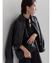 フェイクレザークロップドブルゾン