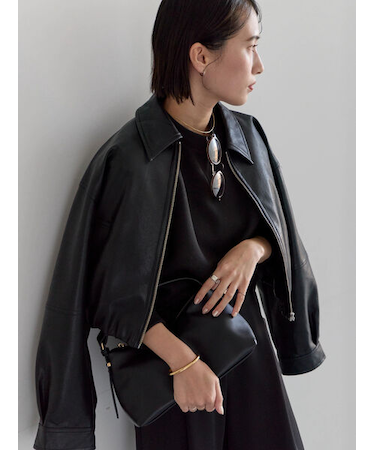 フェイクレザークロップドブルゾン