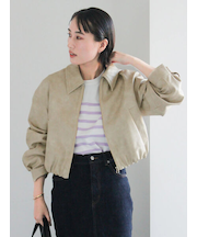 フェイクレザークロップドブルゾン