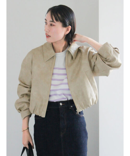 フェイクレザークロップドブルゾン
