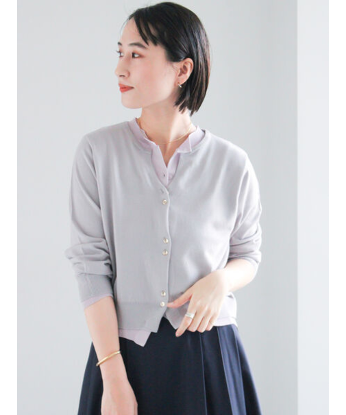 配色レイヤードカーディガン