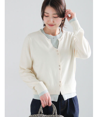 配色レイヤードカーディガン