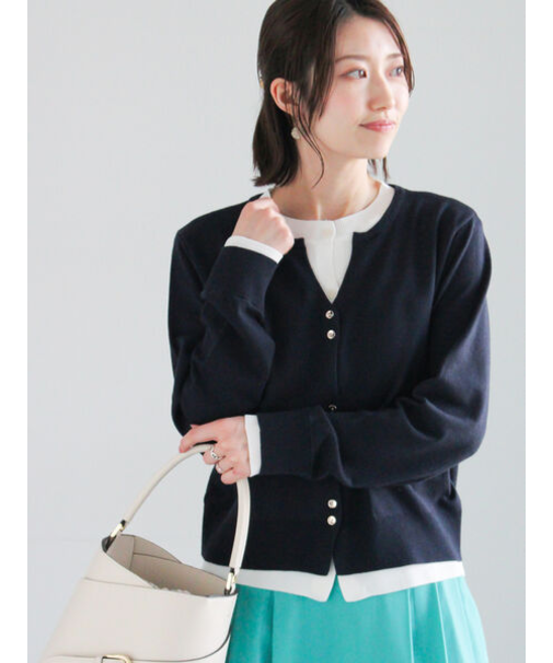 配色レイヤードカーディガン