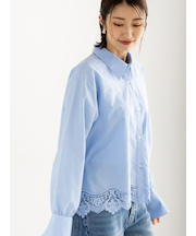 スカラップレースヘムクロップトシャツ