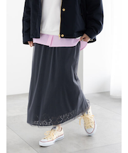 レース×チュールレイヤードスカート