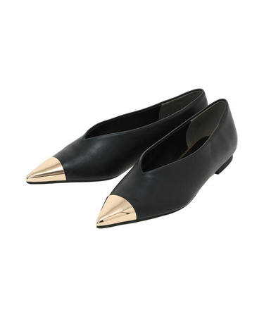 ポインテッドメタルフラットシューズ