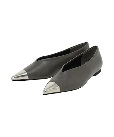 ポインテッドメタルフラットシューズ