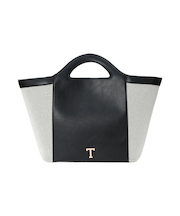 Tメタルキャンバスエコレザーコンビトートバッグ