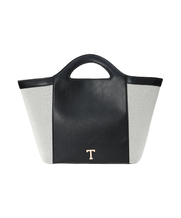 Tメタルキャンバスエコレザーコンビトートバッグ