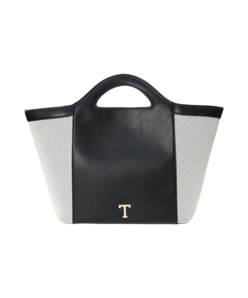 Tメタルキャンバスエコレザーコンビトートバッグ