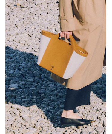 Tメタルキャンバスエコレザーコンビトートバッグ