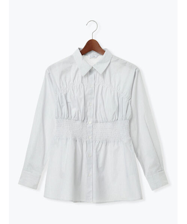 ペプラムシャーリングシャツブラウス