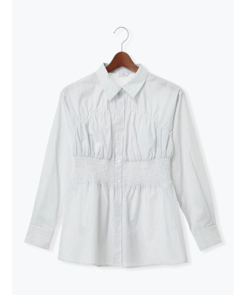 ペプラムシャーリングシャツブラウス