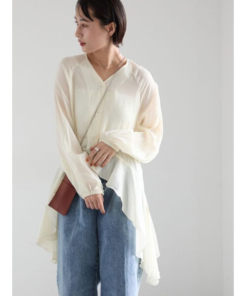イレギュラーヘムチュニックブラウス