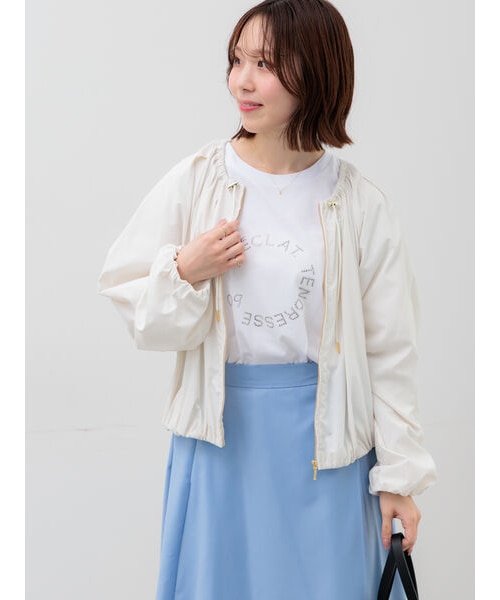 ノーカラーギャザージップブルゾン｜テチチの通販｜&mall（アンド