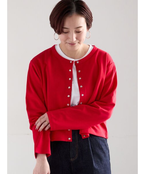 カットソークルーネックカーディガン