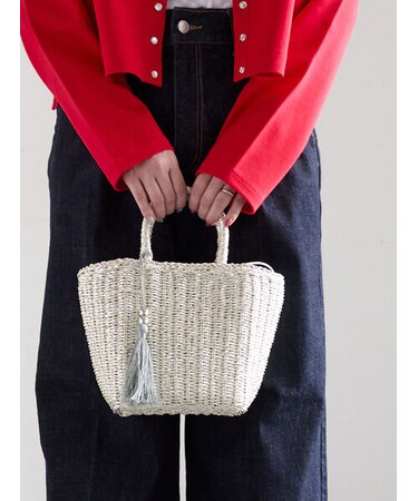 フリンジ付きスクエアカゴバッグ