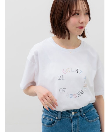 ラインストーンサークルロゴTシャツ