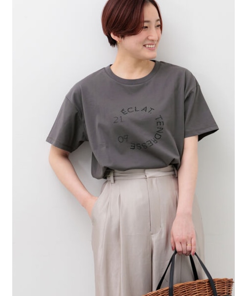 ラインストーンサークルロゴTシャツ