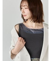 【接触冷感】シアー切替スクエアネックタンクトップ