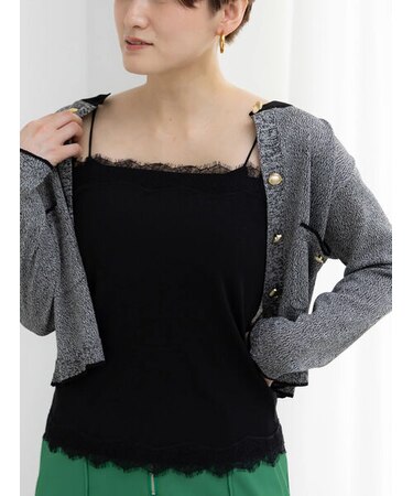 【接触冷感】レーストリムテレコキャミソール