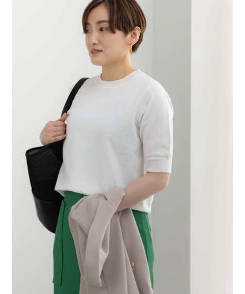 14G天竺ハーフスリーブニットプルオーバー