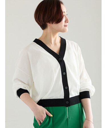 14G綿ポリVネックカーディガン【接触冷感・UVカット・抗菌防臭】