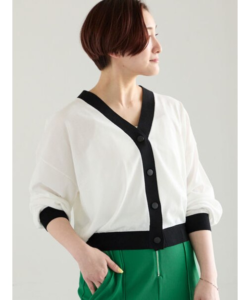 14G綿ポリVネックカーディガン【接触冷感・UVカット・抗菌防臭】