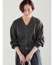 【接触冷感/UVカット/抗菌防臭】14G綿ポリVネックカーディガン