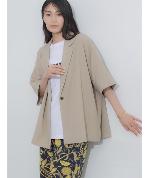 麻調ハーフスリーブジャケット