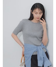 ラメメランジリブニット
