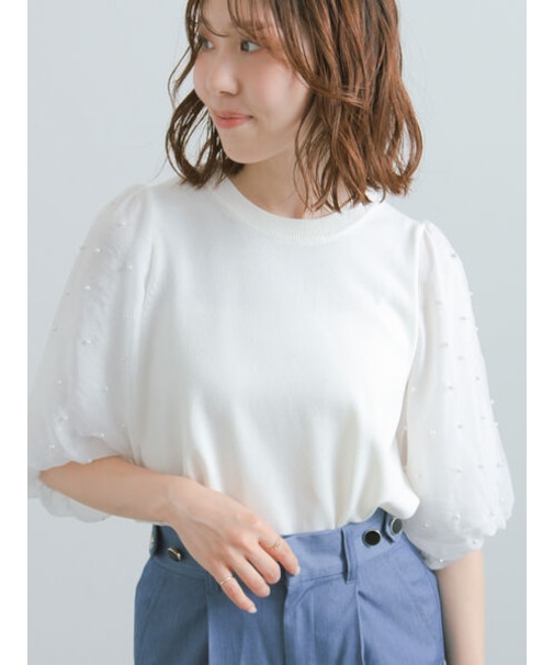 パールスリーブニット
