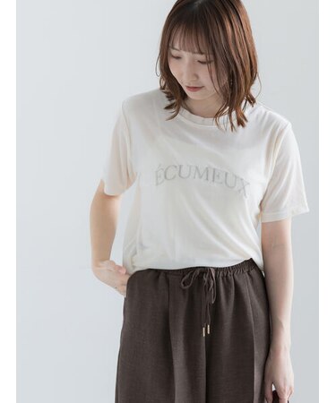 シアーベロアロゴ刺繍Tシャツ
