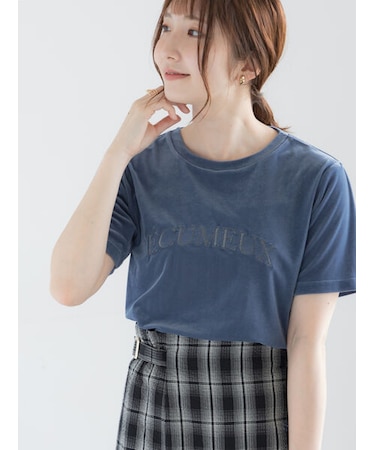 シアーベロアロゴ刺繍Tシャツ